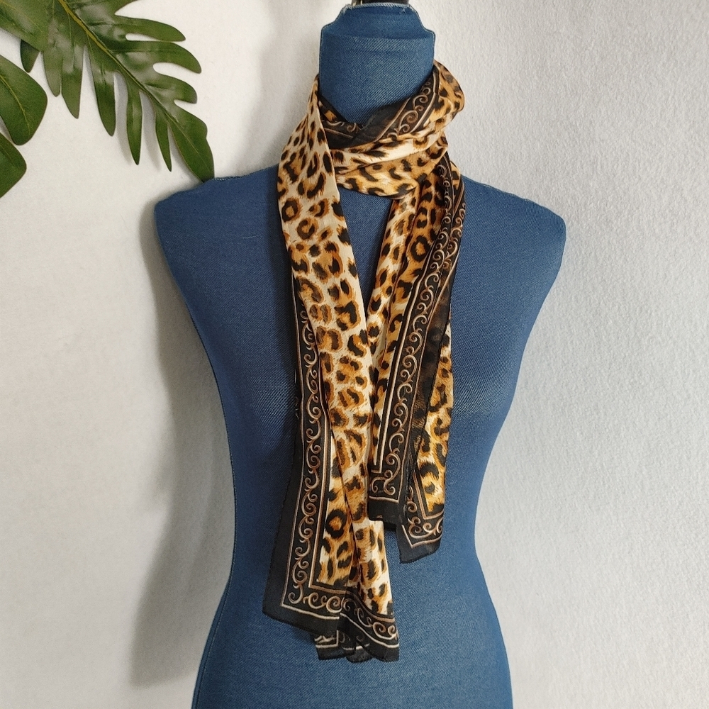 Animal Print Silk Like Scarf